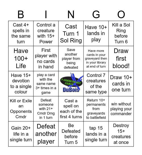 MTG Commander Bingo! Bingo Card