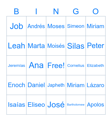 Bible Bingo! Bingo Card