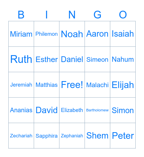 Bible Bingo! Bingo Card