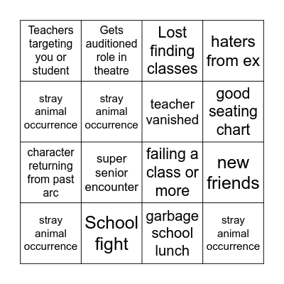 Freshmen Bingo Card