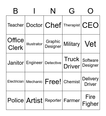 Career Bingo Card