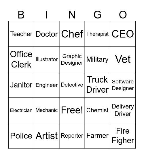 Career Bingo Card