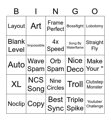 Geometry Dash 2.206 Recent tab bingo Card