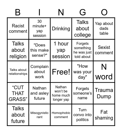 The Jordan Bingo Card Bingo Card