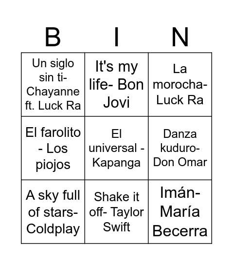 Los 30 de Fran y Rochi Bingo Card