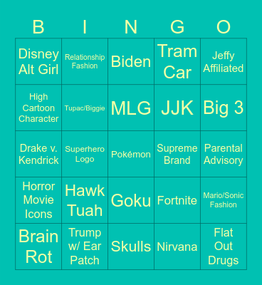 Wildwood T-Shirt Bingo Card