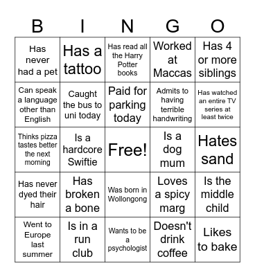 Find someone who ... Bingo Card