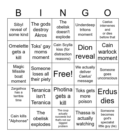 Dinner Party + Coup Bingo Card