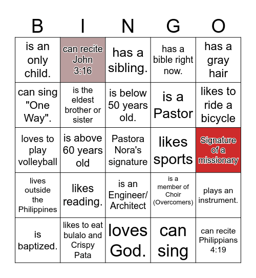 HUMAN BINGO: Get the signature of someone who.... Bingo Card