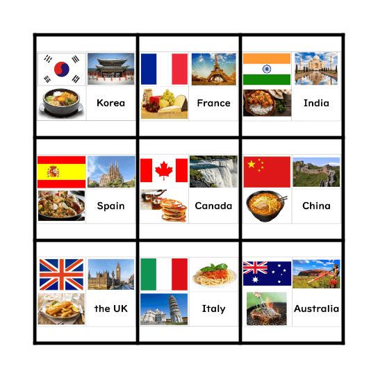 Help Matthew to travel and see the world. Bingo Card