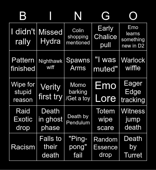 Bungo Bingo Card