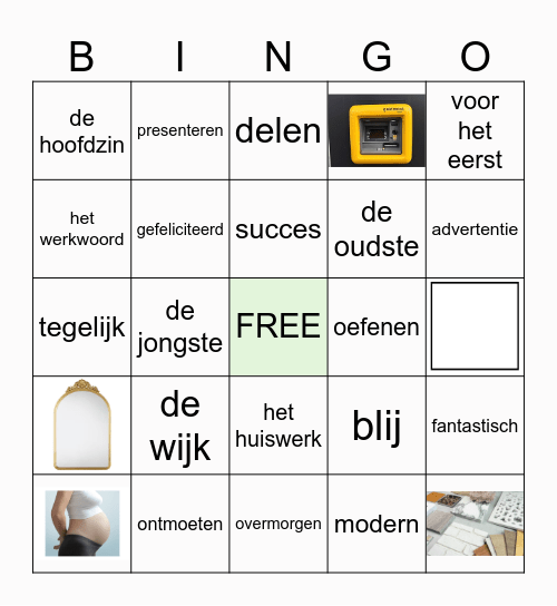 BINGO Thema 1 A2 Bingo Card