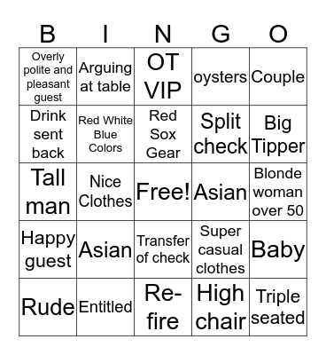 Server Bingo Card