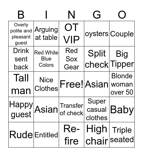 Server Bingo Card