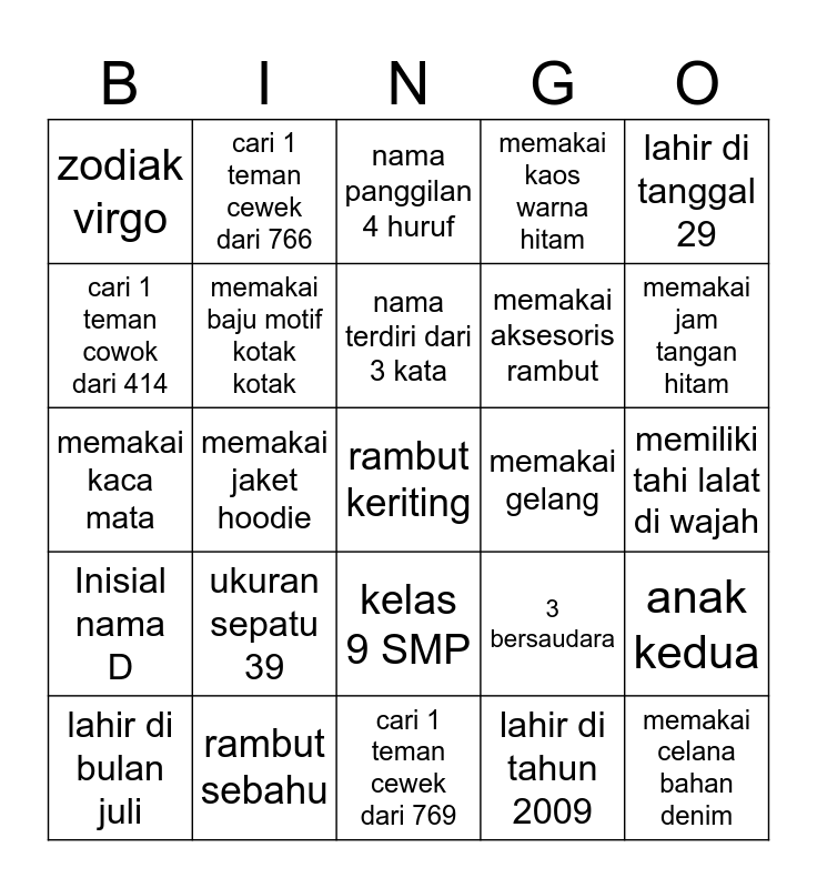Bingo Card