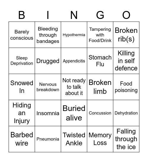 Niko Whump Bingo Card