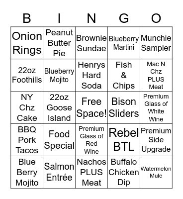 Spare Time Bingo Card