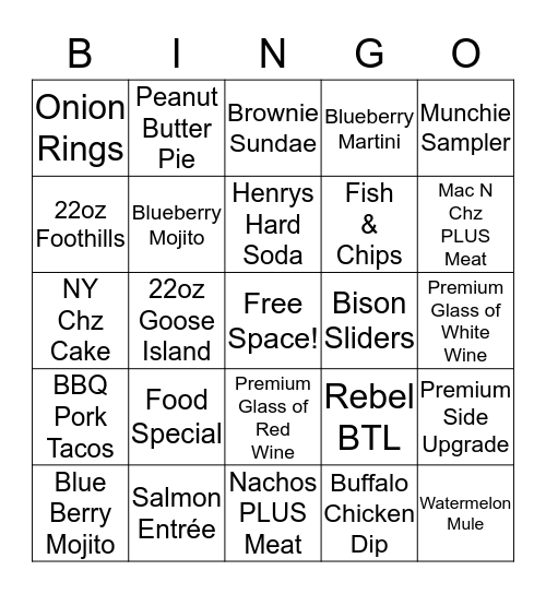 Spare Time Bingo Card