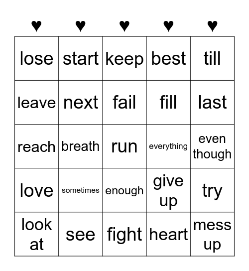 Try Everything Bingo Card