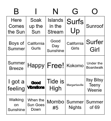 Music Bingo Card