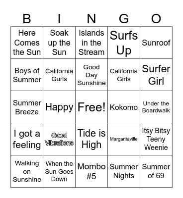 Music Bingo Card