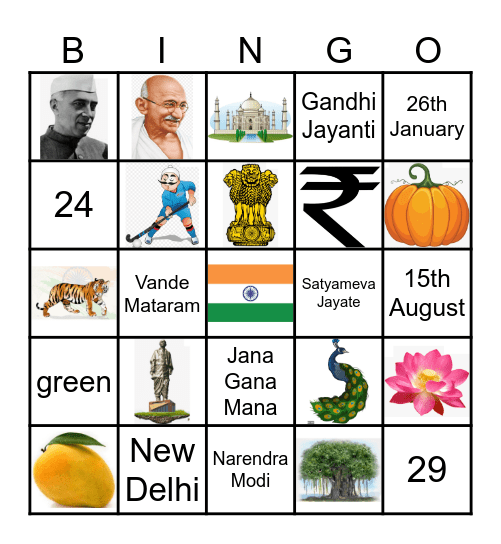 CLASS -2G INDEPENDENCE DAY - QUIZ Bingo Card