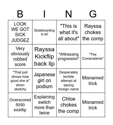 Women street finals Bingo Card