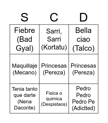 BINGO MUSICAL Bingo Card