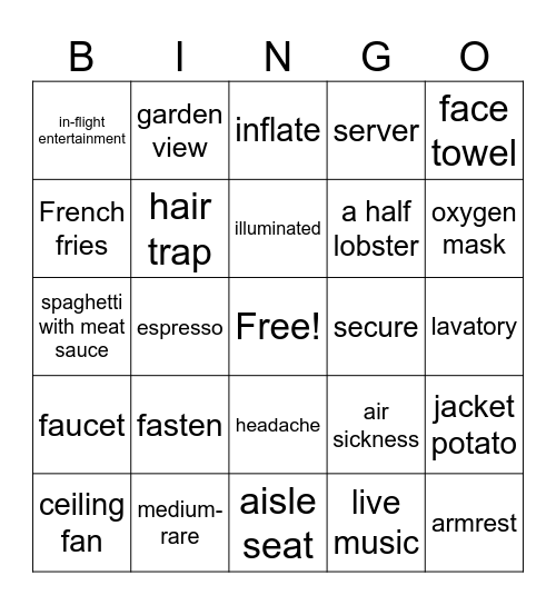 TGG Vocab Review (Spring '24) Bingo Card