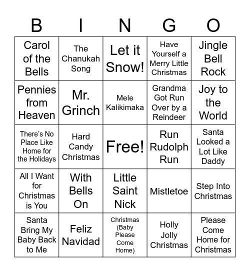 CHRISTMAS Bingo Card