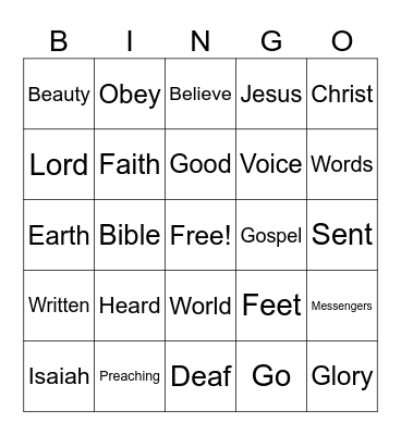 Romans 10:14-18 Bingo Card
