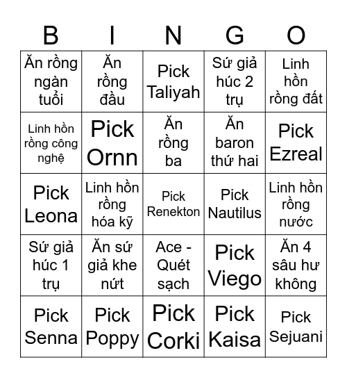 MINI GAME BINGO: T1 vs GEN.G Bingo Card