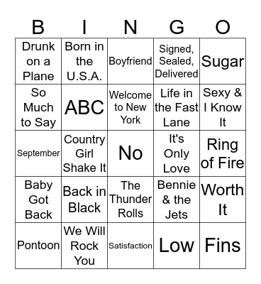 Music Bingo Card