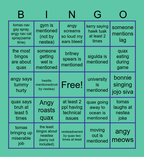 nesteas bingo Card