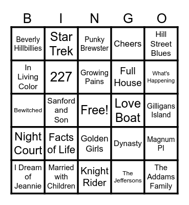 Popular TV Shows BINGO Card