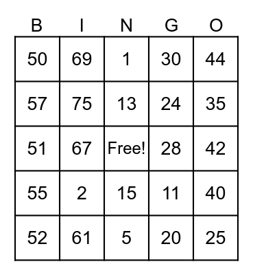 Jeyyie's board! Bingo Card