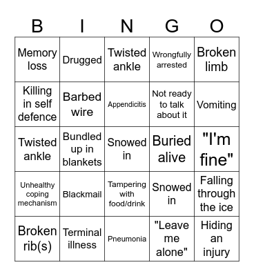 Niko Whump Bingo Card