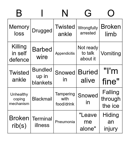 Niko Whump Bingo Card