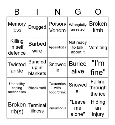 Niko Whump Bingo Card