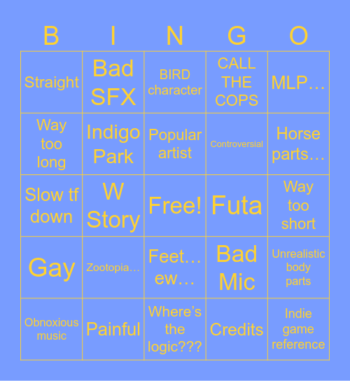 e621… weirdos… Bingo Card