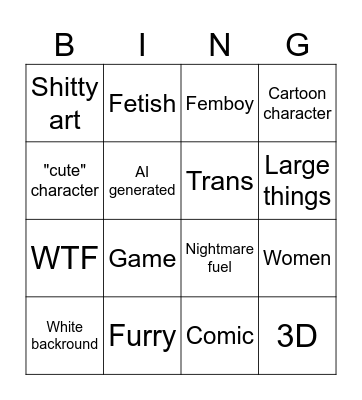 Rule 34 Bingo Card