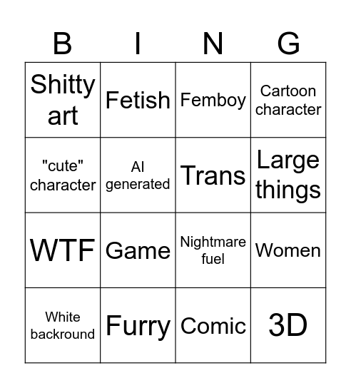 Rule 34 Bingo Card