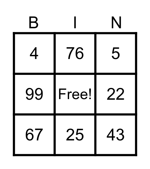 Binary Bingo Card