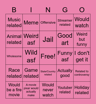 Pixar AI Bingo Card