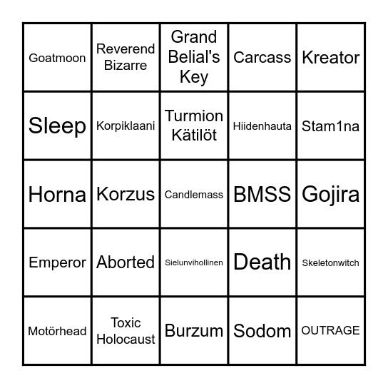 My Music Taste! Bingo Card