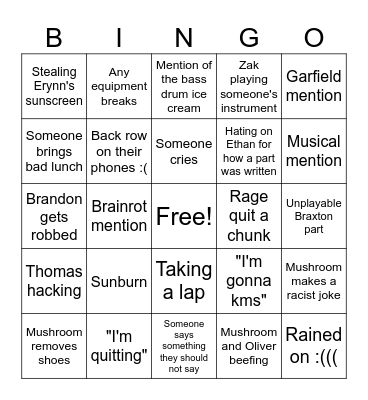 Percussion Bingo 2024 Bingo Card