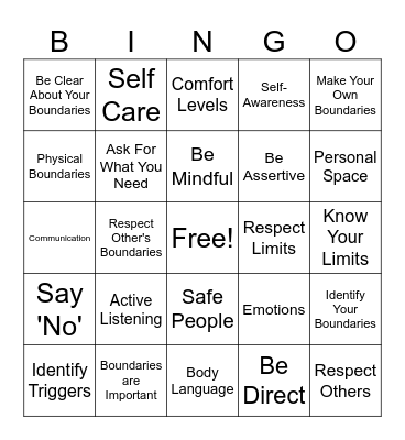 Boundaries Session 3 Bingo Card