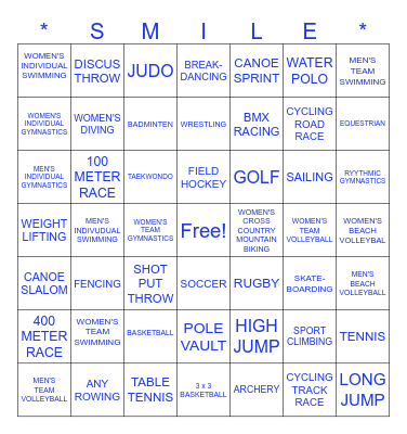 2024 SUMMER OLYMPICS Bingo Card