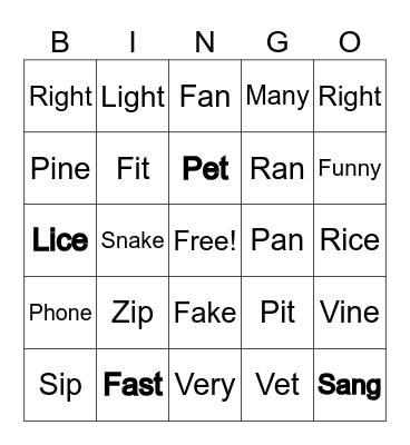 Accent Bingo Card
