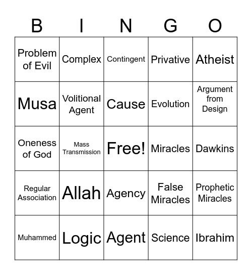 Why Islam Is True Bingo Card